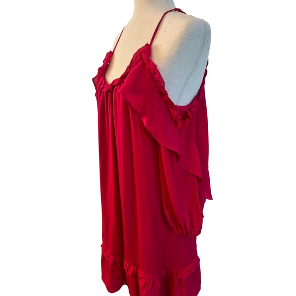 Parker Red Ruffled Off-Shoulder Mini Dress - Picture 2 of 7